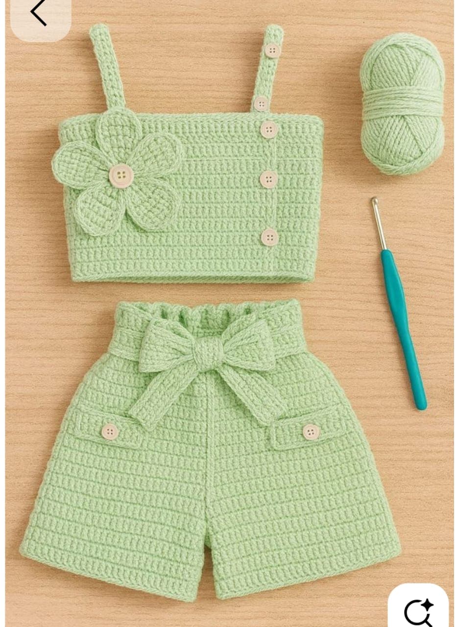 Green Chrochet baby dress(Foreign)