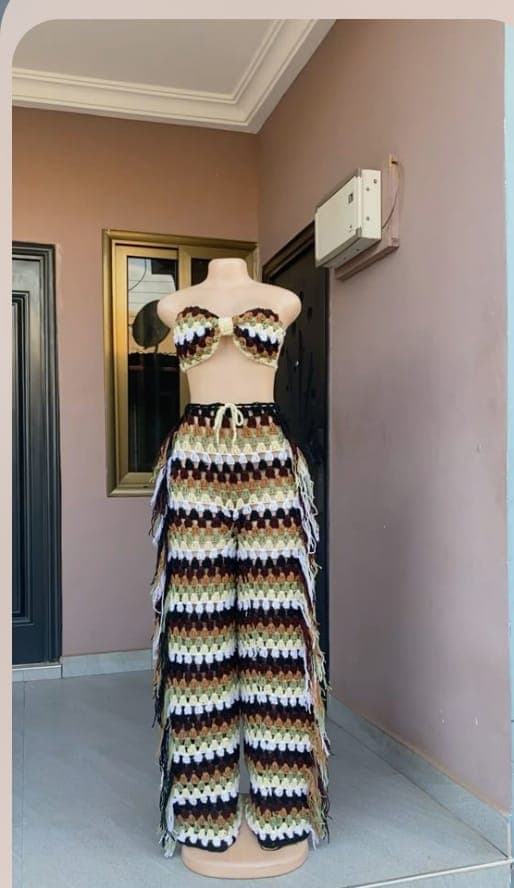 Crochet granny square trouser and top